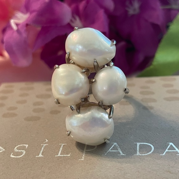 Silpada Coastal Pearl Cluster Sterling Silver Statement Ring R2949 - Picture 1 of 17